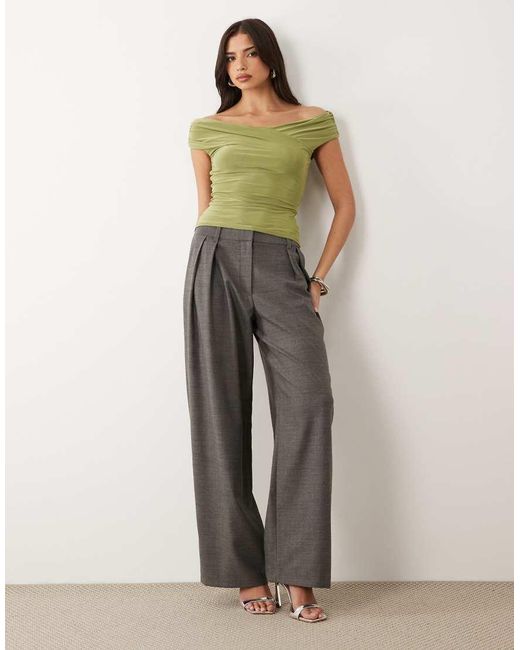ASOS Green Ruched Shoulder Grazer Top