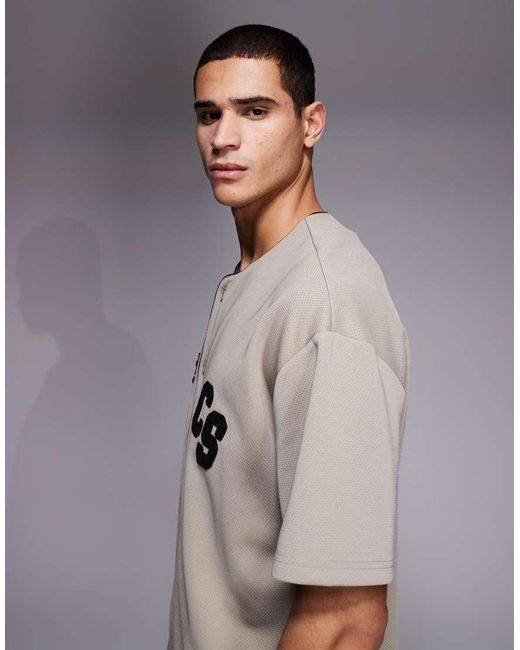 Courtside Gray Boxy Baseball Jersey for men