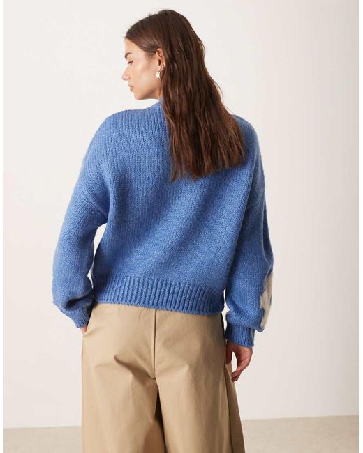 Jdy Blue Flower Placement Jumper