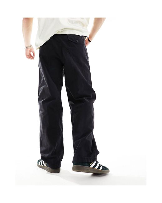 Weekday Black Frej Relaxed Fit Workwear Pants With Pocket Detail for men
