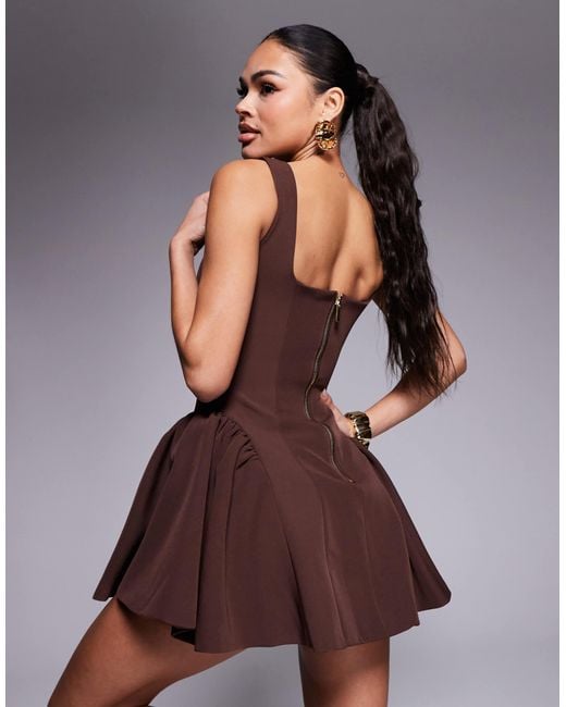 brown polka dot long dress Dott Dress