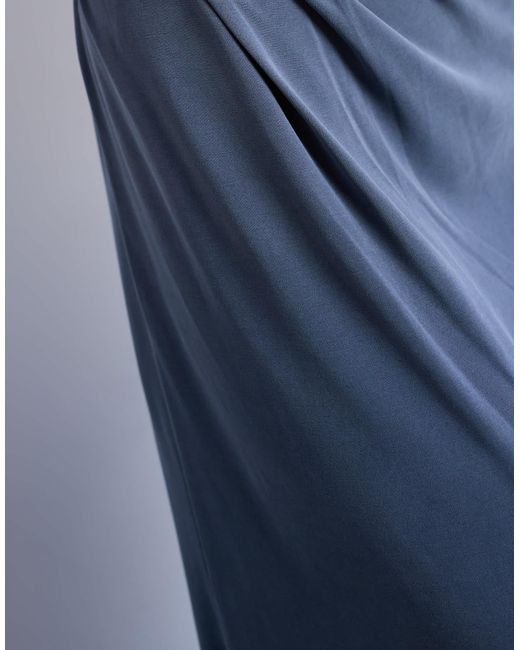 TOPSHOP Blue Cupro Twist Detail Maxi Skirt