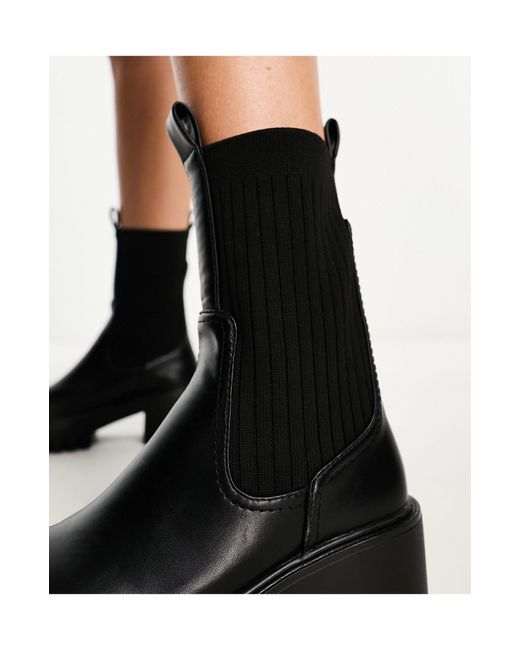 SIMMI Simmi London - Brede Pasvorm - Larkin - Chelsea Sock Laarzen in het Black