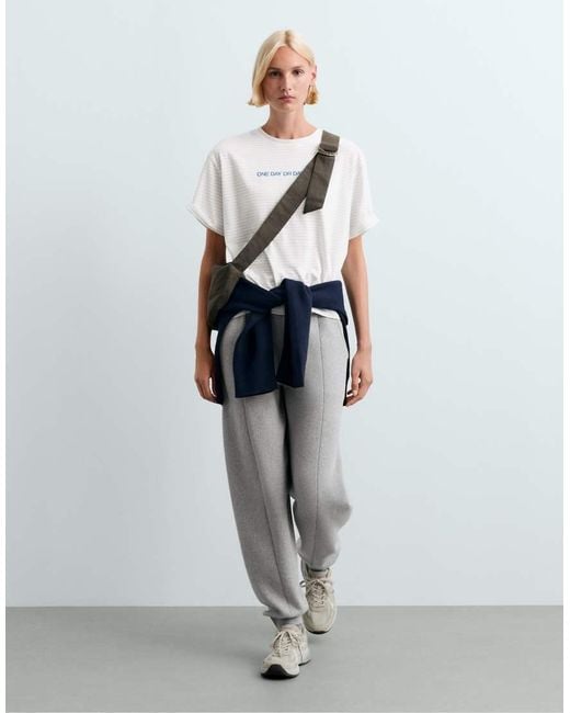 Oysho White Boxy Slogan T-Shirt