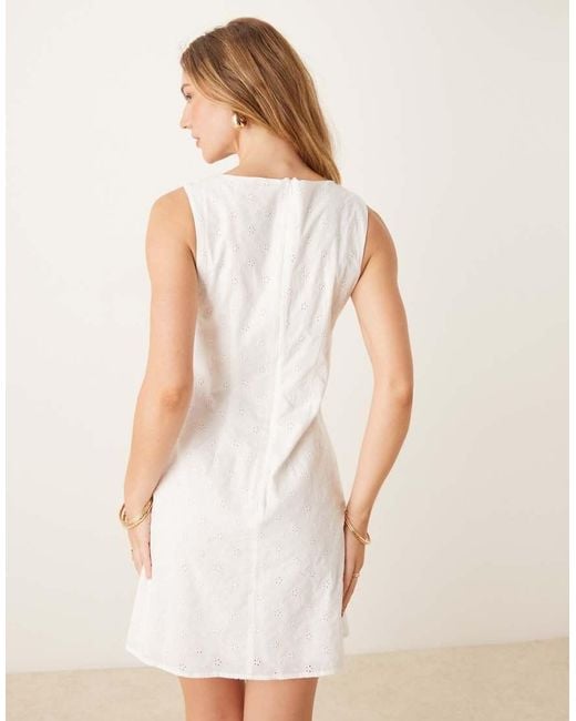 Gina Tricot White Summer Eyelet A Line Mini Dress