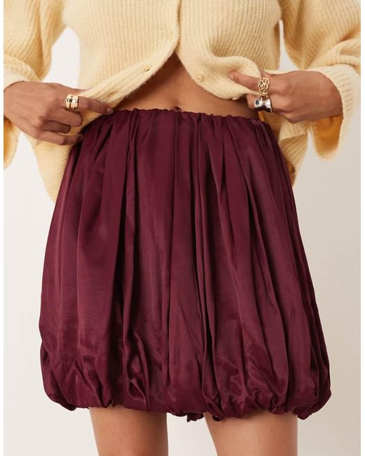 ASOS Natural Satin Bubble Hem Mini Skirt