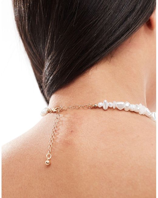 ASOS Natural Choker Necklace With Faux Chipping And Pearl Design