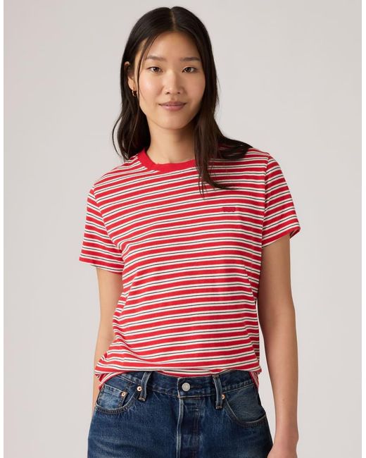 Levi's Red Favorite Cotton Striped Tee