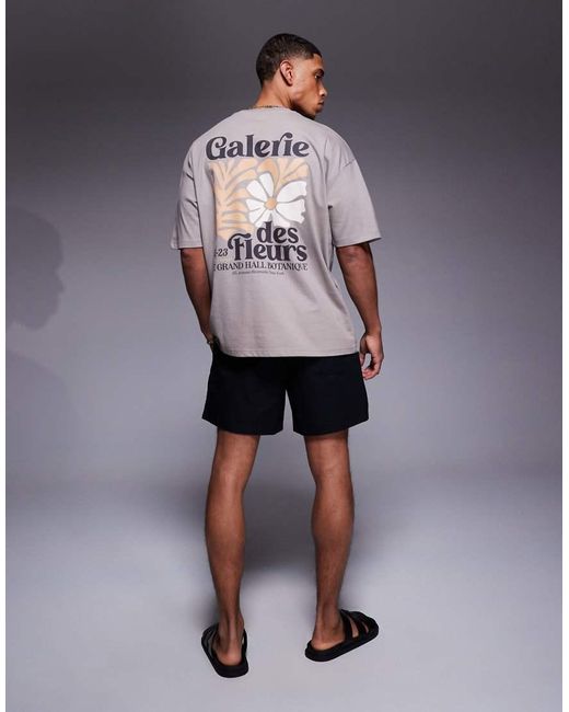ASOS Oversized T-Shirt Met Grafische Bloemenprint in het Gray voor heren