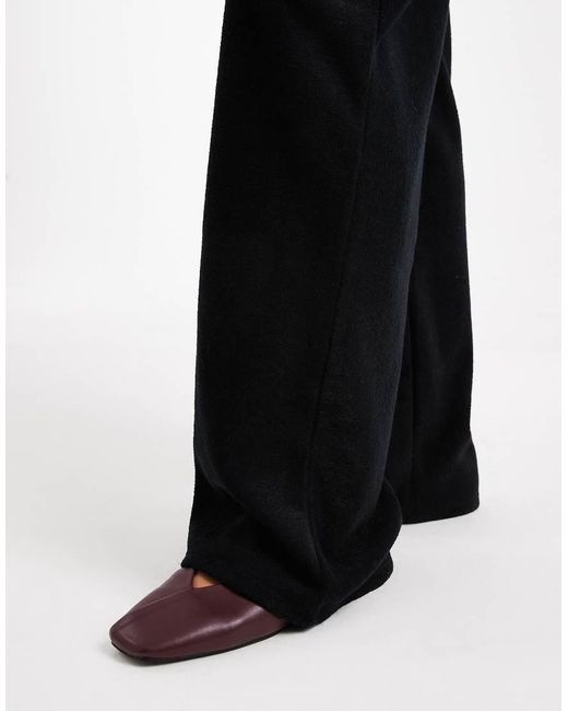 ASOS Blue Brushed Rib Knit Wide Leg Pants