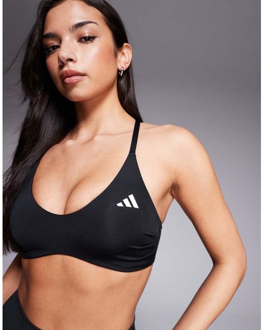 Adidas Originals Black Adidas Training Optime Essentials Light Support Sports Bra