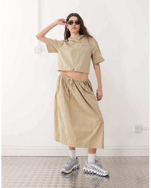 Collusion Natural Tie Low Rise Maxi Skirt