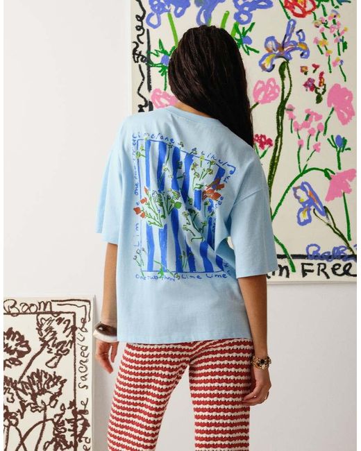 TOPSHOP Blue Graphic Bradley.b Back Print T-shirt