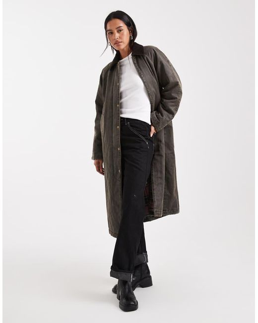 ONLY White Longline Padded Barn Jacket