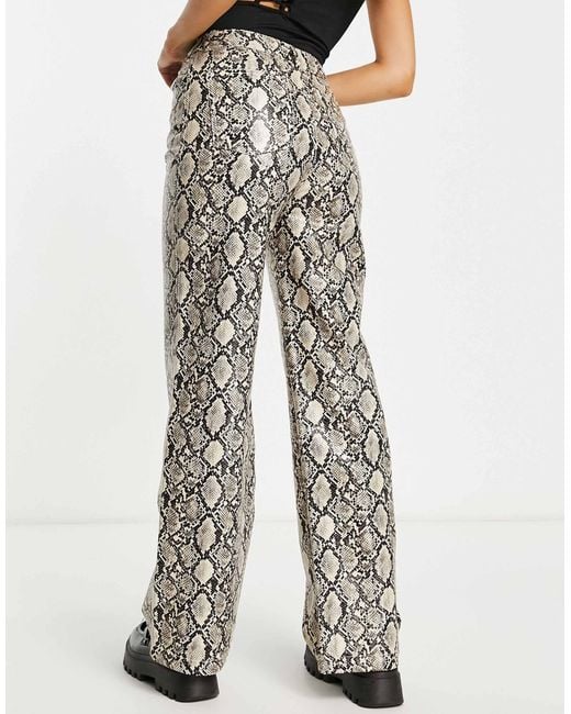 Stradivarius Multicolor Faux Leather Straight Trouser