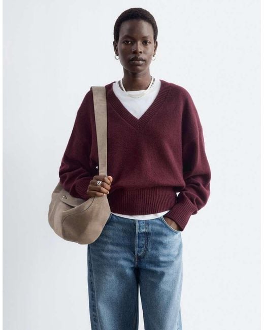 & Other Stories Red Knitted V Neck Sweater