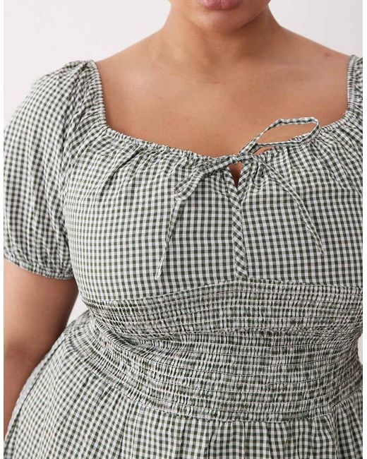 Esmee Curve Gray Puff Sleeve Tie Front Maxi Beach Dress