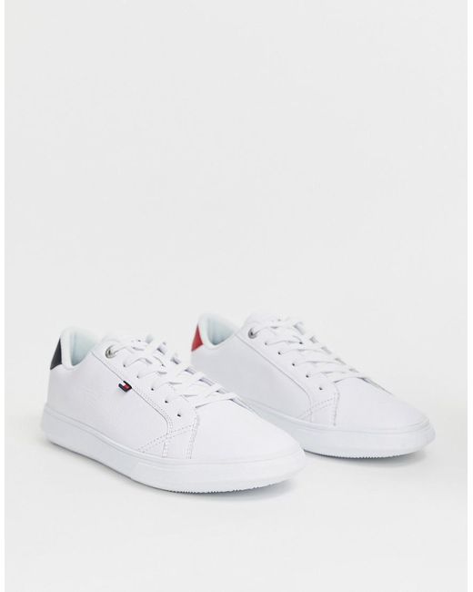 Tommy Hilfiger Essential Leather Icon Logo Sneaker In White for Men | Lyst