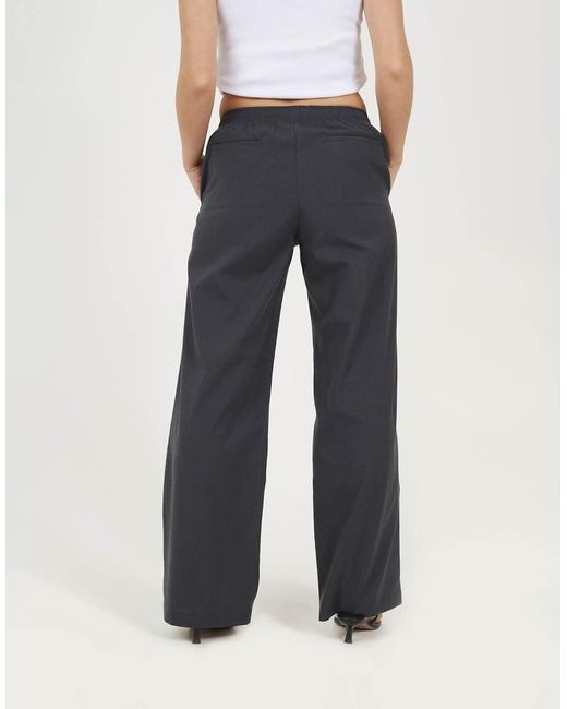 Brave Soul White Check Tailored Trousers With Elasticated Waist