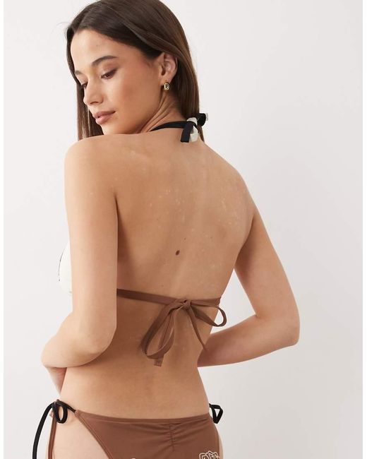 ASOS Natural Fuller Bust Cornelia Positano High Apex Triangle Bikini Top With Embroidery Detail