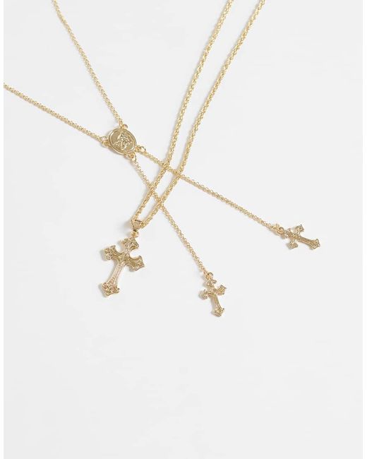 ASOS White 2 Pack Cupid And Cross Double Chain Pendant Necklace for men