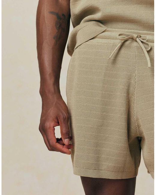 ASOS Natural Knitted Co-Ord Airtex Shorts for men