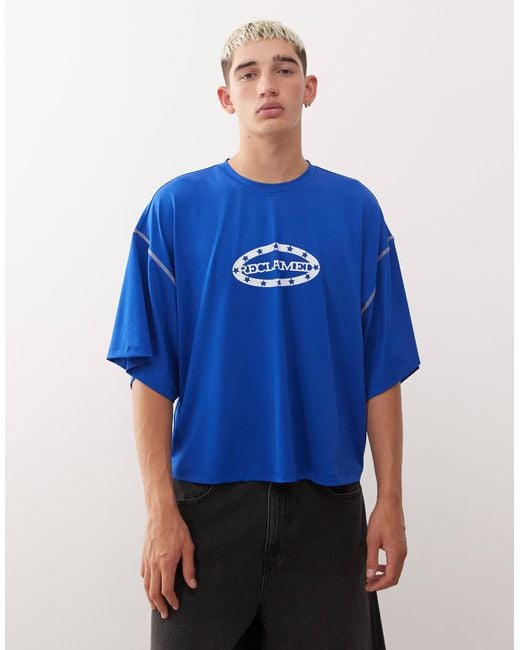 Reclaimed (vintage) Blue Airtex Boxy T-shirt With Branded Star Graphic for men