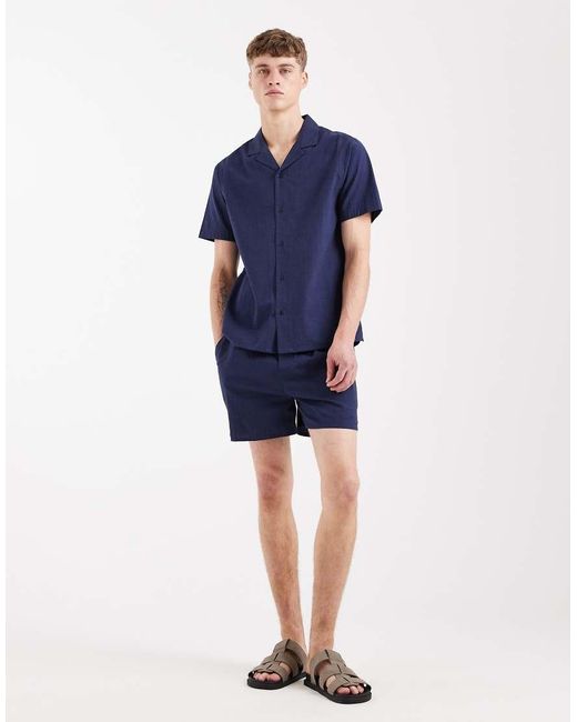 Aray Blue Short Sleeve Seersucker Beach Shirt