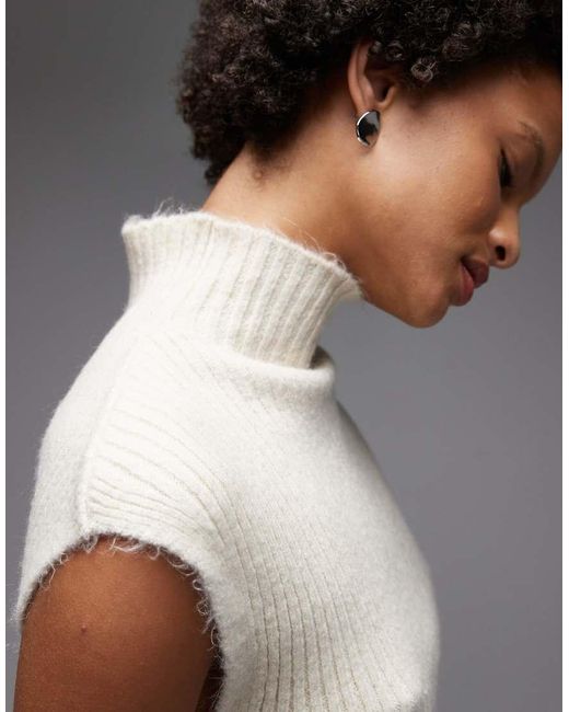 ASOS Gray Rib Knit High Neck Tank Top