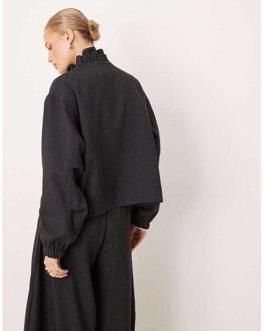 ASOS Gray Tailored Funnel Neck Track Jacket Co-ord