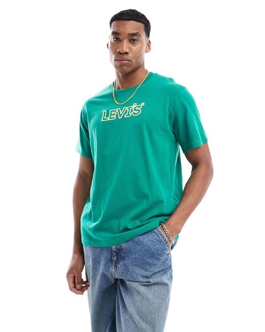 Levi's Green Corder Headline Logo Relaxed Fit T-shirt for men