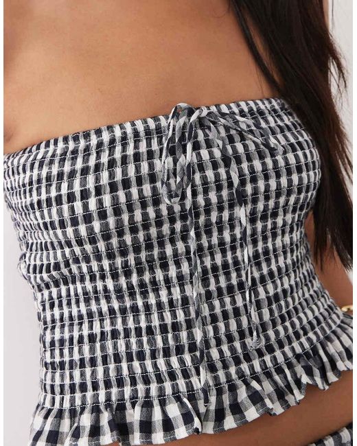 ASOS Black Shirred Bandeau Top