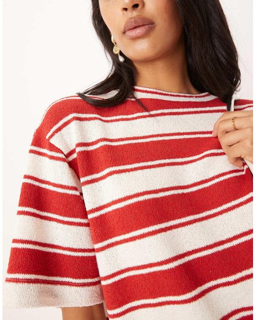 ASOS Oversized Gestreept T-Shirt in het Red