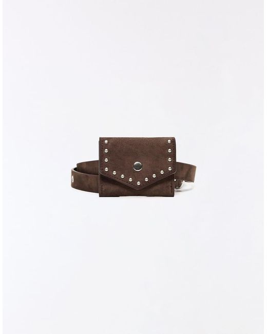 Bershka Brown Faux Suede Pocket Belt