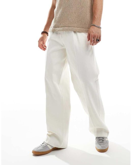 ASOS White Smart Wide Leg Trousers for men