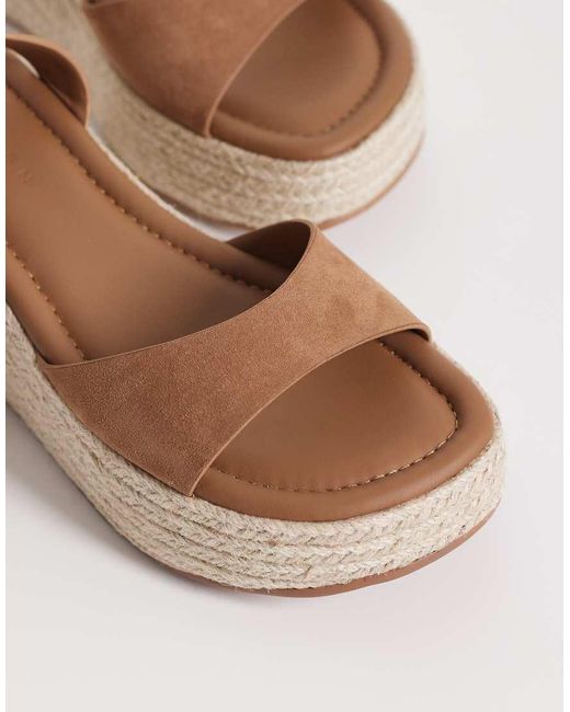ASOS Natural Wide Fit Tana Espadrille Wedge Sand Suede