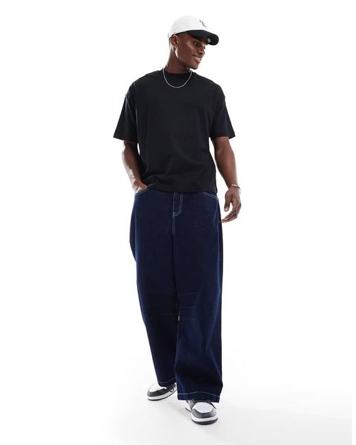 Pack De 2 Camisetas Negras Extragrandes Básicas De -Blanco ASOS de hombre de color Blue
