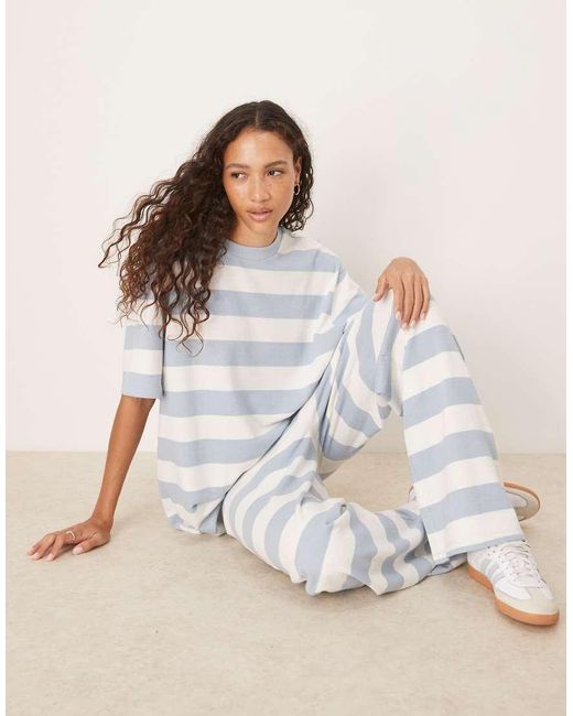 ASOS Oversized T-Shirt Met Textuur En Strepen in het Multicolor