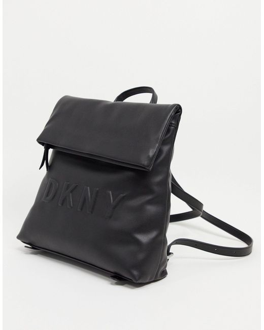 DKNY Black Embossed Logo Backpack