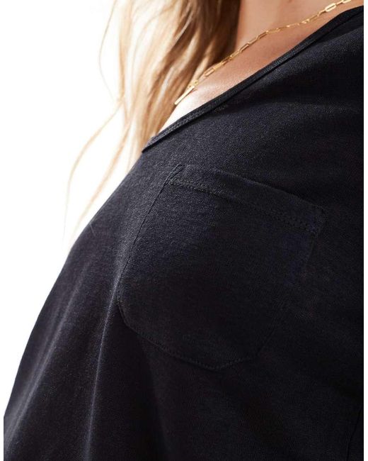 Object T-Shirt Met V-Hals in het Black