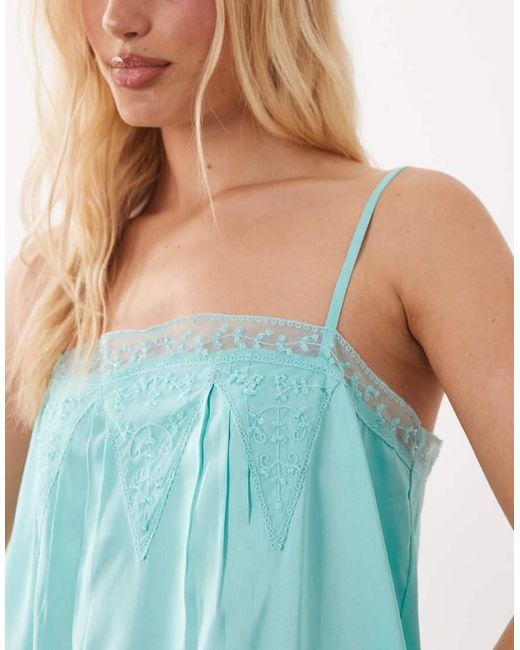 Miss Selfridge Blue Embelished Satin Mini Dress