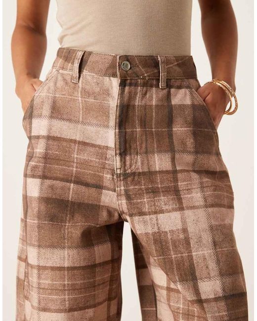 ASOS Natural Laundered Barrel Leg Trousers