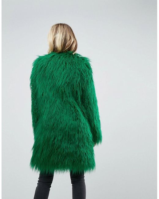 Asos green cheap fur coat