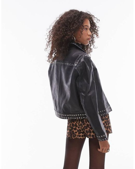 Mango Black Studded Leather Jacket
