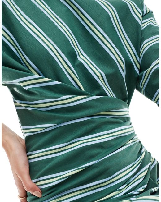 ASOS Green Short Sleeve With Twist Detail Mini Dress
