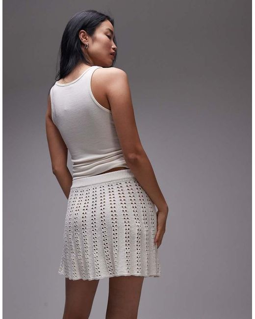 Minifalda Con Vuelo De Punto De -Blanco TOPSHOP de color Gray