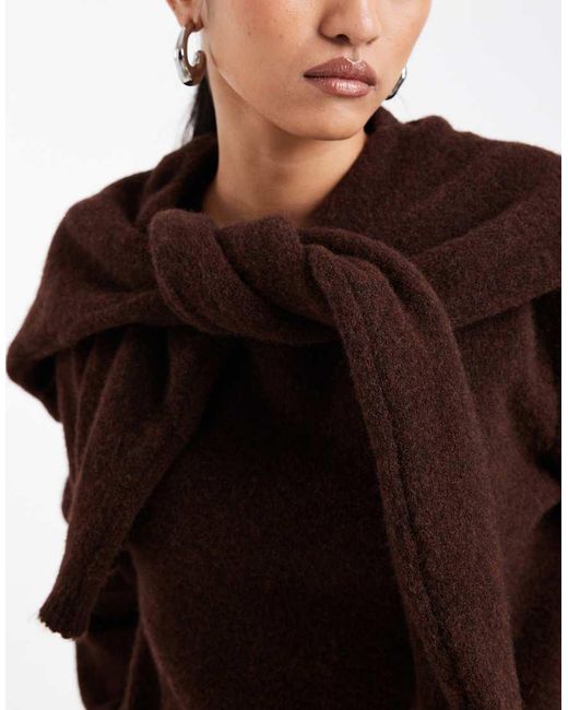 ASOS Blue Knitted Jumper With Wool And Scarf