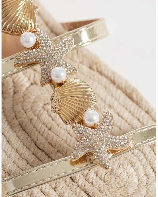South Beach Metallic Starfish Flat Sandals
