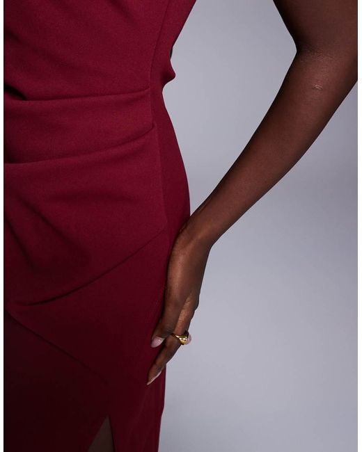 ASOS Purple Bonded One Shoulder Maxi Dress With Curve Neckline