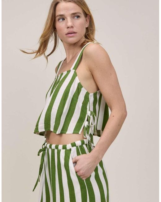 Nobody's Child Petite Green Pillar Linen Mix Tie Side Top